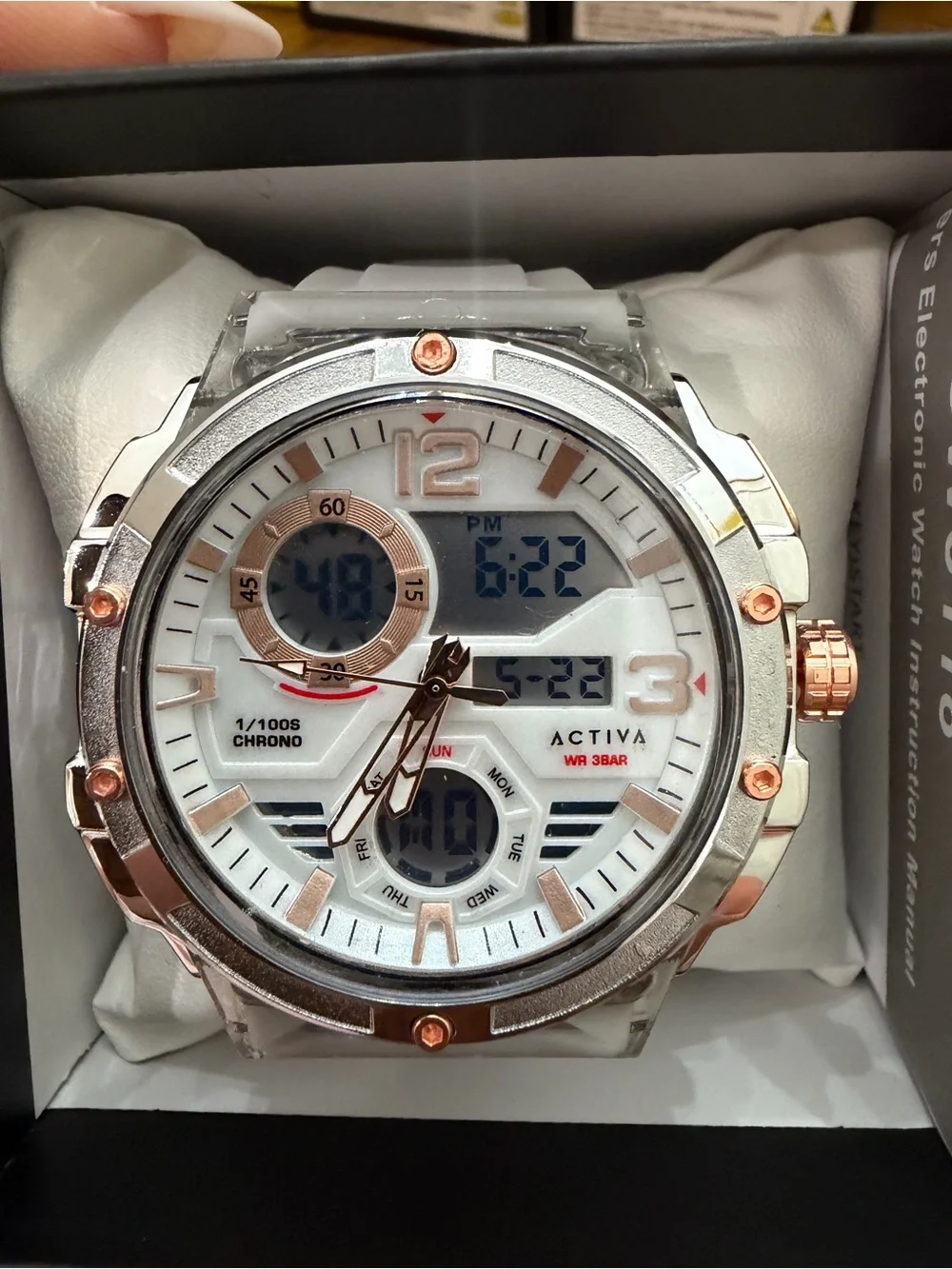 Invicta Activa Virtex White and Rose Gold Dual Display Sport Watch